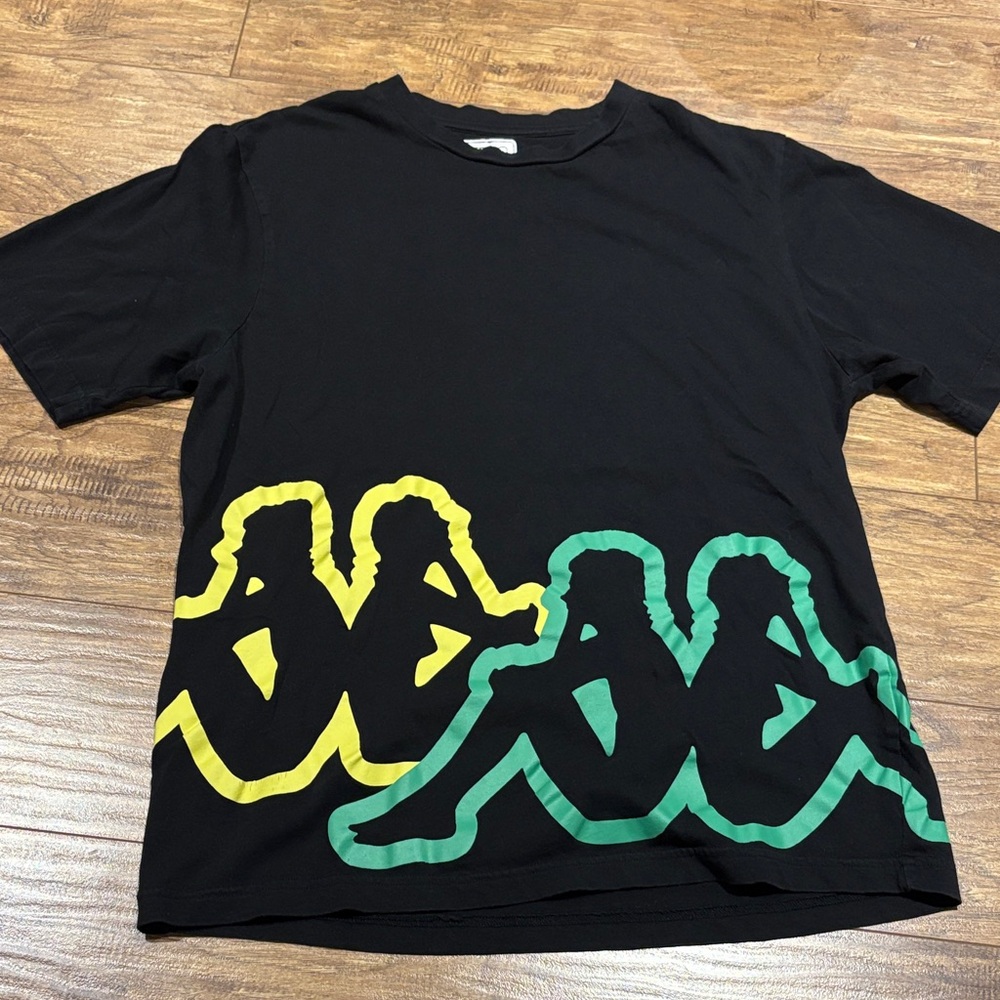 Kappa Black Tee with Yellow and Green Accents